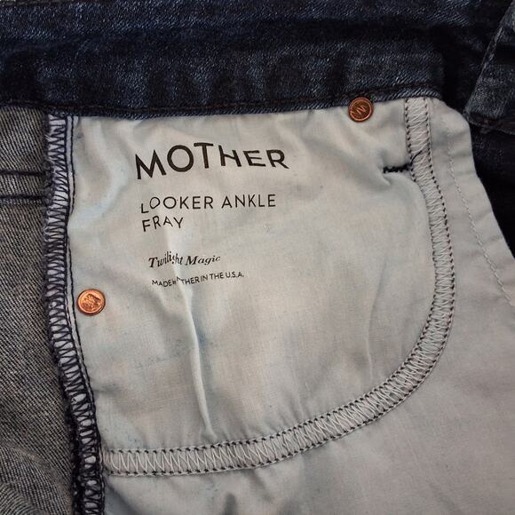 Mother The Looker Jean Women 27 (28x27)* Ankle Fray Mid Rise Dark Wash Skinny - Picture 5 of 12